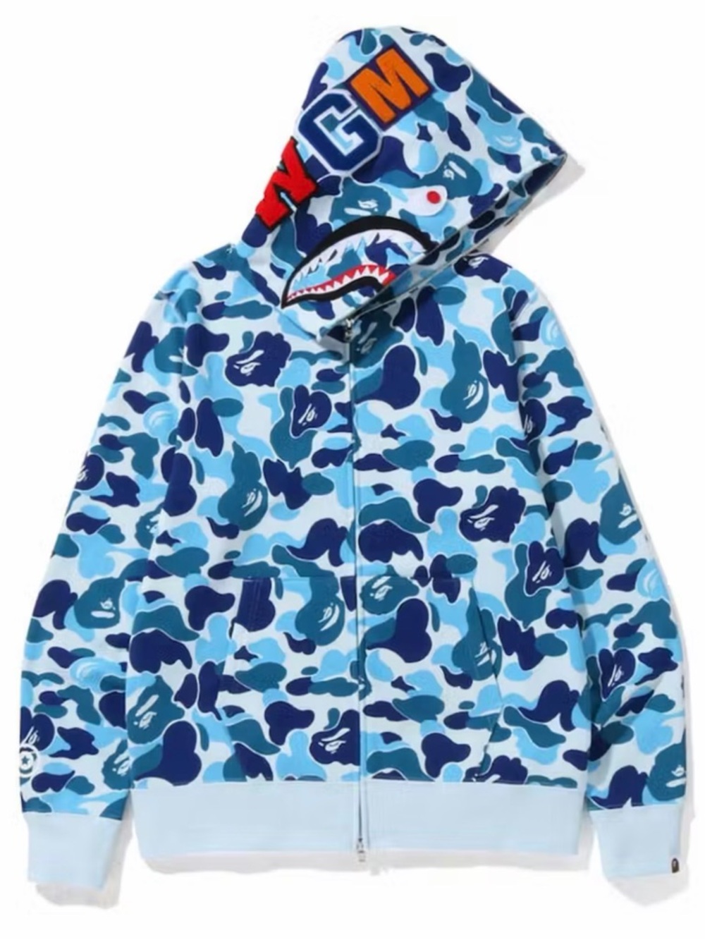A BATHING APE Big ABC Camo Shark Full Zip Hoodie Blue Camouflage